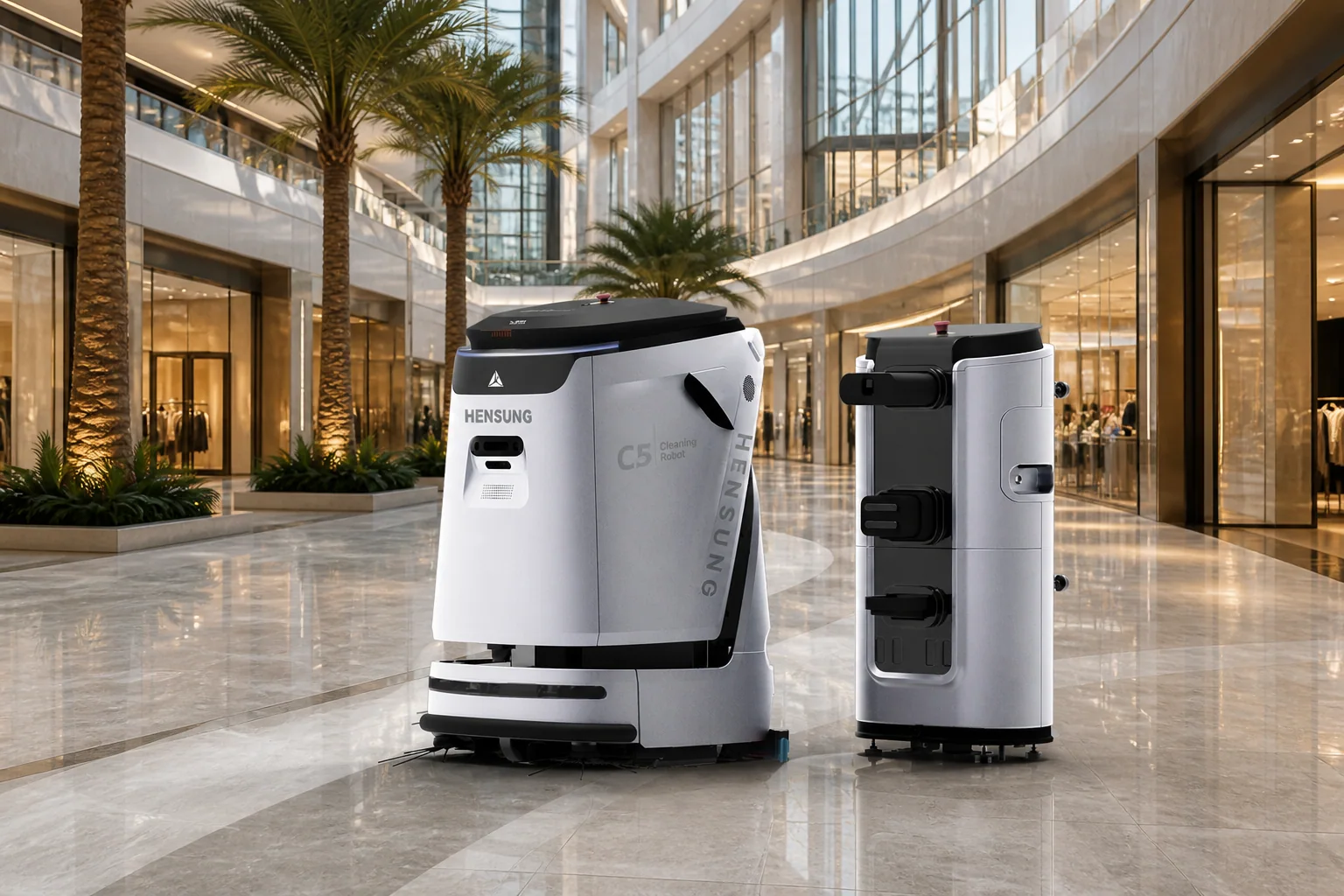 Shopping Mall Cleaning Robots using a verified HENSUNG product